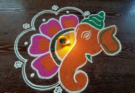 DIY- Easy Ganpati Rangoli Designs