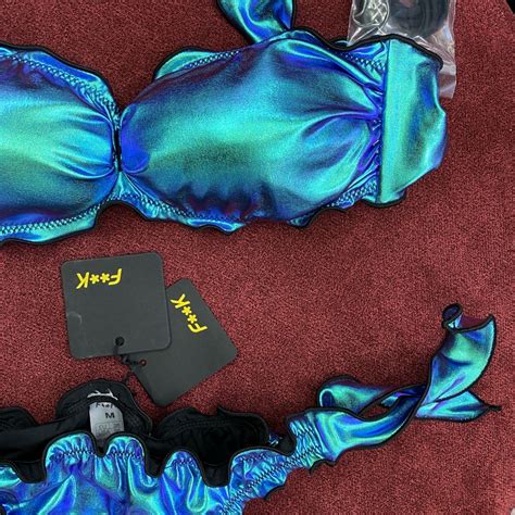 Bikini EFFEK A Fascia Effetto Laminato Turchese Emblema Store Costumi A Fascia Costumi Mare