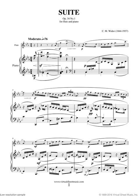 Widor Flute Suite Op 34 No 1 Sheet Music For Flute And Piano