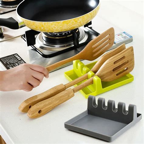 Buy Silicone Kitchen Utensil Rest Heat Resistant Spoon