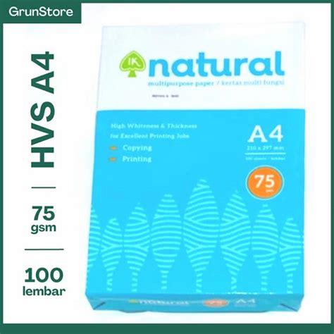 Jual Kertas Hvs A4 Natural 75 Gram 100 Lembar Kertas Hvs Natural A4