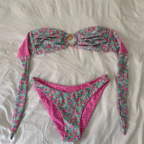 Kulani Kinis Swim Kulani Kinis Pink And Green Floral Bikini Poshmark