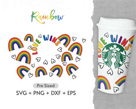 16oz Rainbow Hot Cup Svg Full Wrap Svg Proud Color Svg Etsy