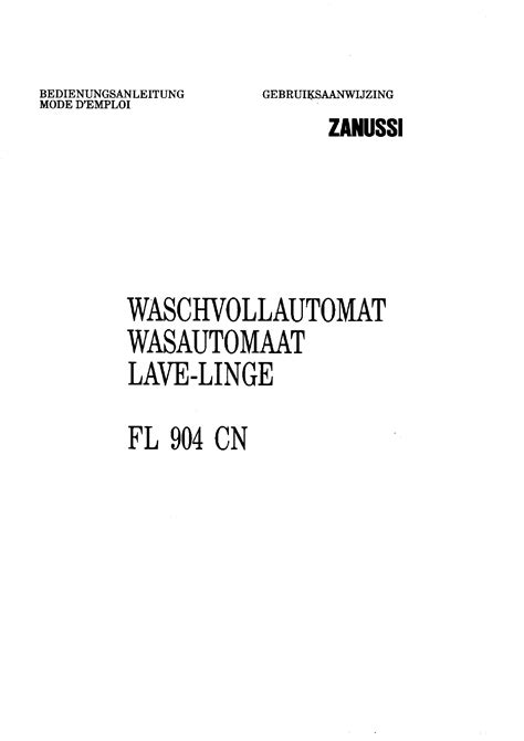 Handleiding Zanussi fl 904 cn (pagina 1 van 15) (Nederlands)