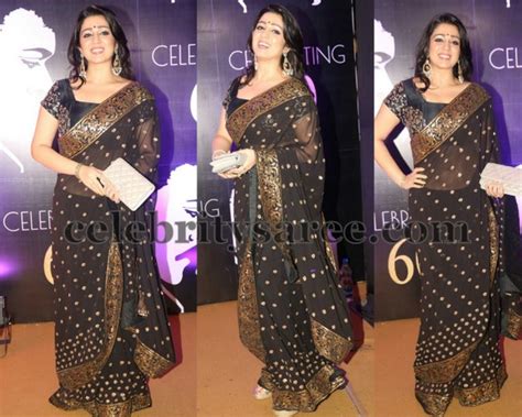 charmi  black polka dots saree saree blouse patterns