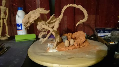 Xenomorph Alien Queen Sculpture Timelapse Part 7 Egg Sack From DAS