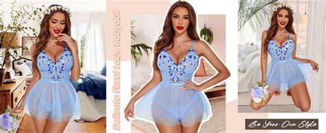 Avidlove Sexy Lingerie For Women Floral Lace Babydoll Sleepwear Starps Chemise Rose Red Xxl At