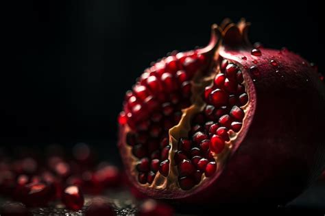 Premium Photo A Pomegranate With The Dark Background