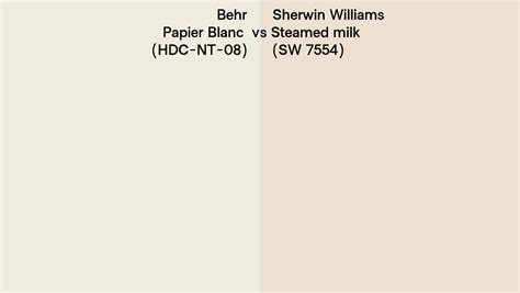 Behr Papier Blanc Hdc Nt 08 Vs Sherwin Williams Steamed Milk Sw 7554 Side By Side Comparison