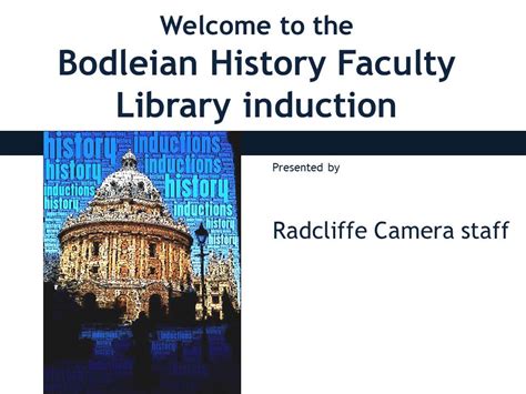 Library Induction Slides Now Available Bodleian History Faculty