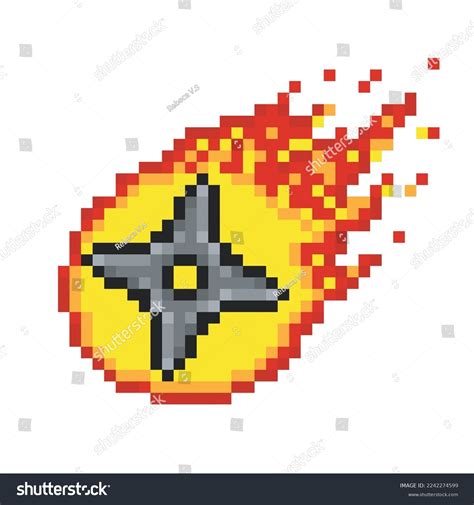 Ninja Star Fire Shuriken Pixel Art Stock Vector Royalty Free