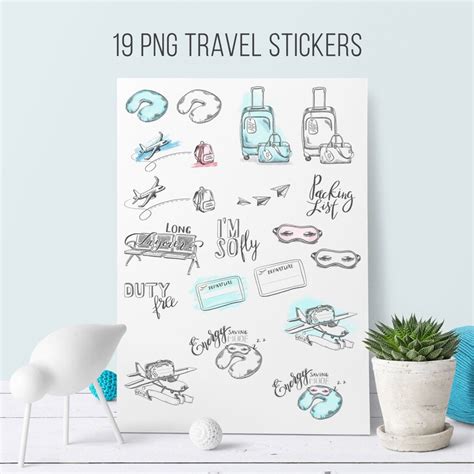 Airplane Stickers Plane Clipart Luggage Stickers Planner - Etsy