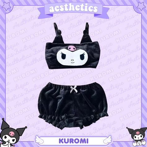 Aesthetic Outfits Kuromi Lingerie Tube Top Bra Set Sanrio EGirl