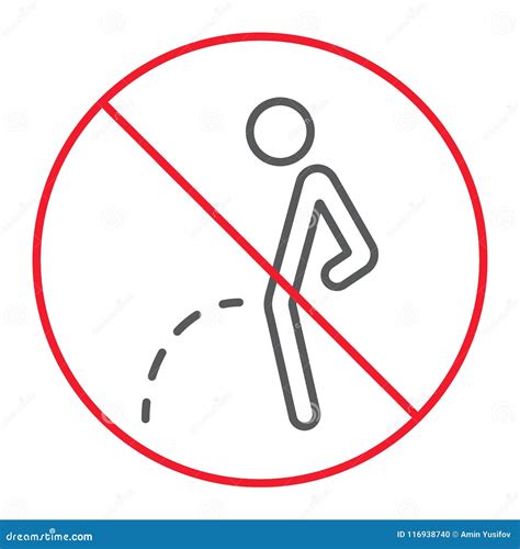 No Peeing Thin Line Icon Prohibition Forbidden Stock Vector