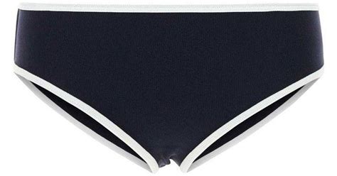 Miu Miu Logo Patch Ribbed Bikini Bottoms In Blue Lyst