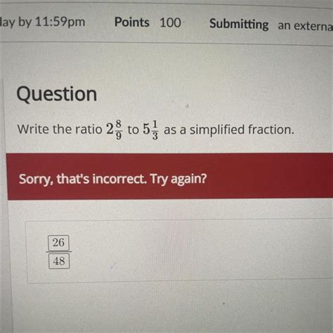 Free Write The Ratio To As A Simplified Fraction