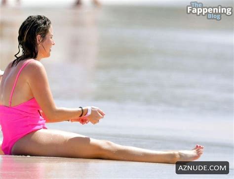 Lydia Bright Sexy Shows Off Her Beautiful Figure Wearing A Hot Pink Swimsuit At The Beach With