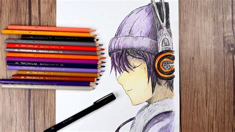 Anime Sketch Boy With Headphones