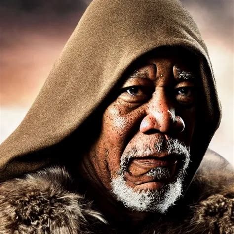 Morgan Freeman In A Dark Viking Hood Playing Odin All Stable Diffusion