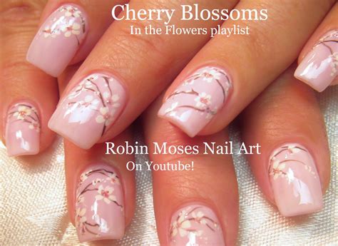 Nail Art By Robin Moses Cherry Blossom On Blush Nude Polish Cherry Blossoms Cherry Blossom