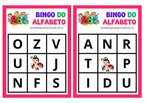 Cartela De Bingo Do Alfabeto Para Imprimir - Bingo do Alfabeto Cartelas Para Imprimir (Alfabetização)