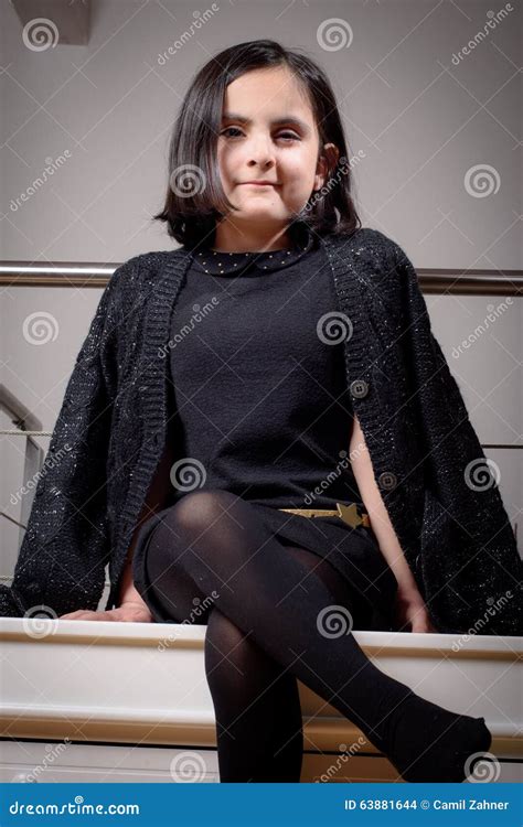 Sweet Cute Brunette Girl Posing Stock Photo Image Of Joyful