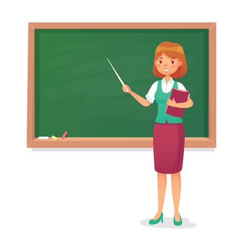 Chalkboard And Teacher Female Professor Teach At Blackboard Lessons