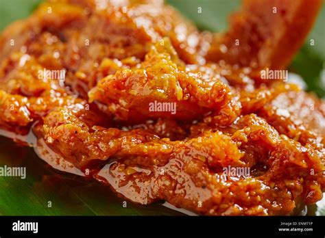 Indian Hot Lime Pickle Relish On A Banana Leaf Stock Photo Alamy
