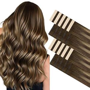 Amazon Doores Invisi Edge Human Hair Extensions Tape In Chocolate Brown To Caramel Blonde