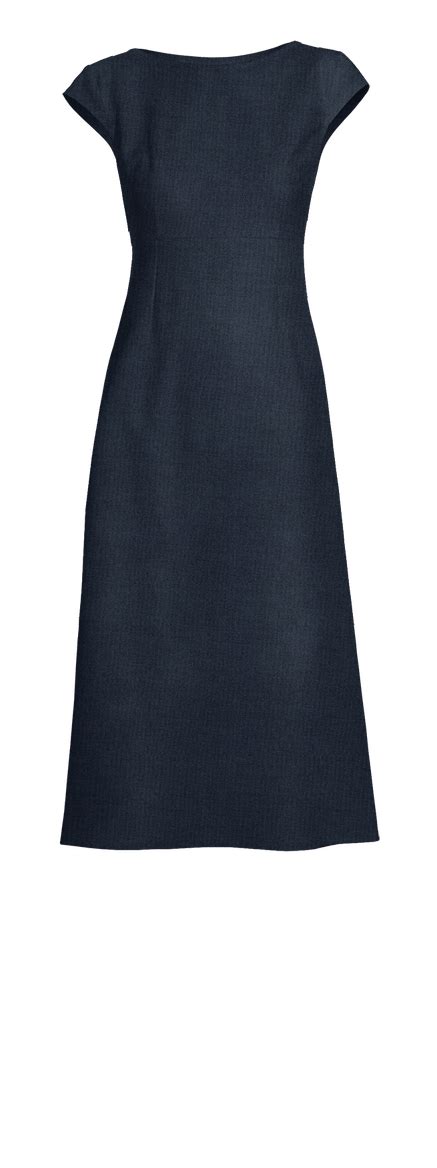 Navy Blue Boat Neck A Line Midi Dress Sumissura