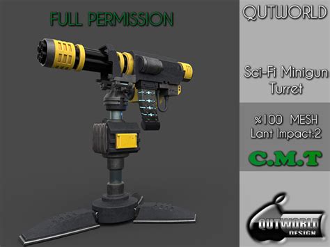 Second Life Marketplace Qutworld Sci Fi Minigun Turretfp