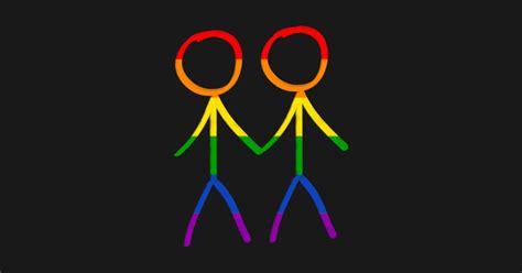 Stick Figure Drawing Of Two Gay Men Holding Hand In Rainbow Colors For Pride Gay Stick Figure