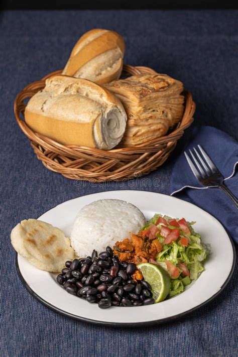 Casado Typical Costa Rican Dish With Rice Beans And Vegetables On A