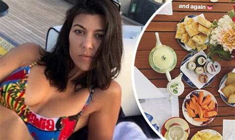 Kourtney Kardashian Poses In Colorful Bikini Top Daily Mail Online