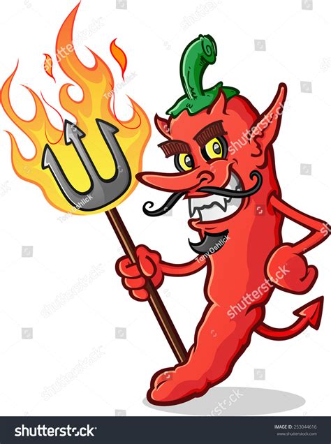 Hot Chili Pepper Devil Cartoon Character