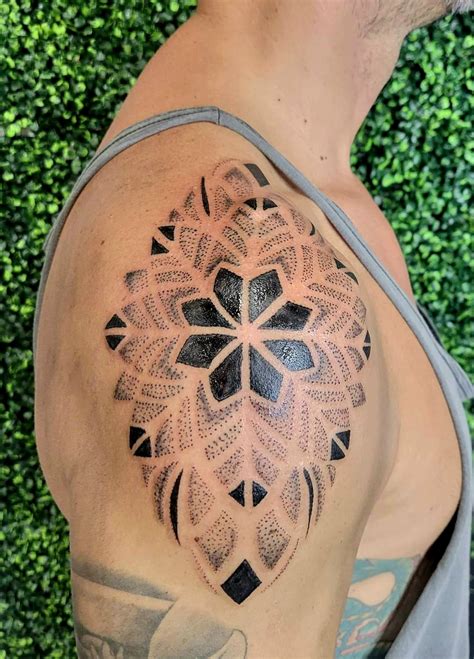 Dotwork Mandala Shoulder Tattoo Balinese Tattoo Usa