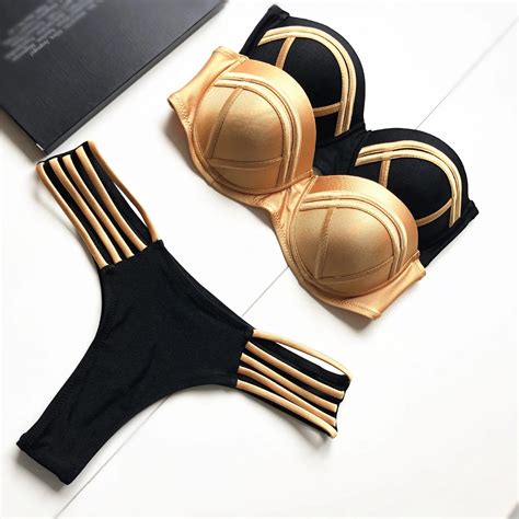 Siwmwear Bikini Push Up triangular para mujer bañador brasileño Sexy de retazos traje de baño