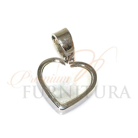 Подвеска сердце перламутр 11х10мм Цвет - серебро