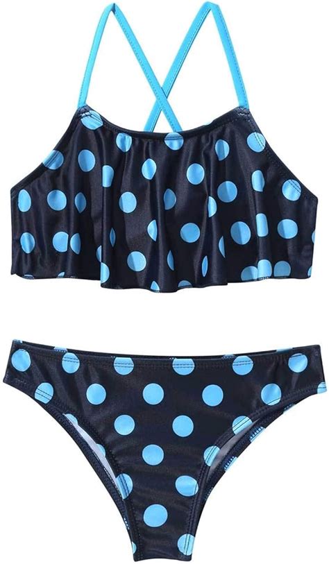 Alvivi Alvivi Mädchen Badeanzug Zweiteiler Polka Dots Bikini Tankini Set Kinder Bademode