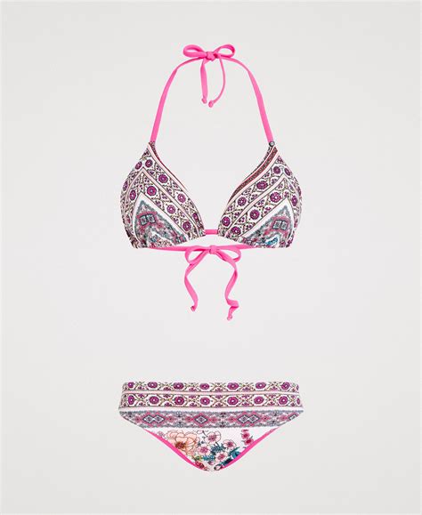 Bikini Set With Shawl Print