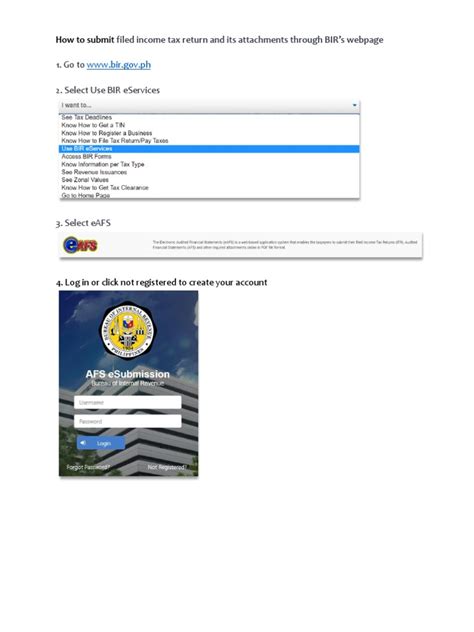 Step By Step Guide On How To Submit Filed Itr And Attachments To Bir