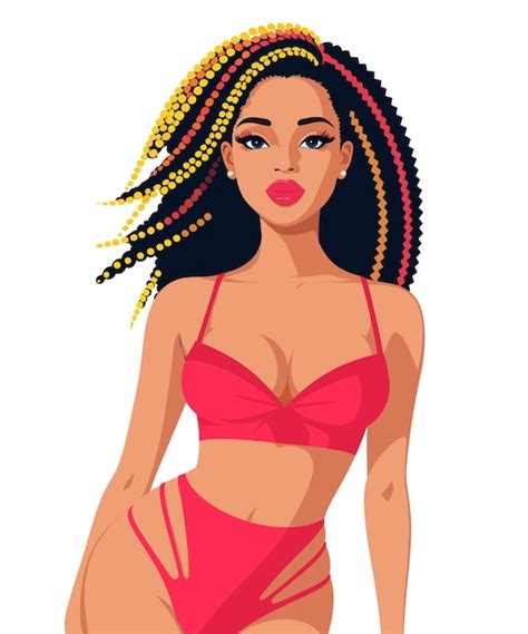 Premium Vector Afro American Woman In A Bikini Swim Wear On White