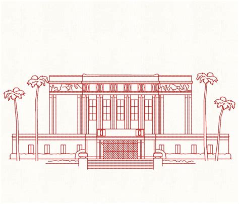 Mesa Arizona Lds Temple Redwork Embroidery Design Digital Etsy