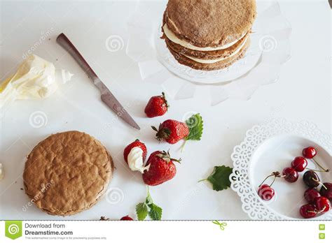 Naked Layer Cake Stock Photo Image Of Home Making Kitchen