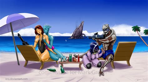 Sheppard Liara Tali Garrus Beach Comm By IZRA Hentai Foundry
