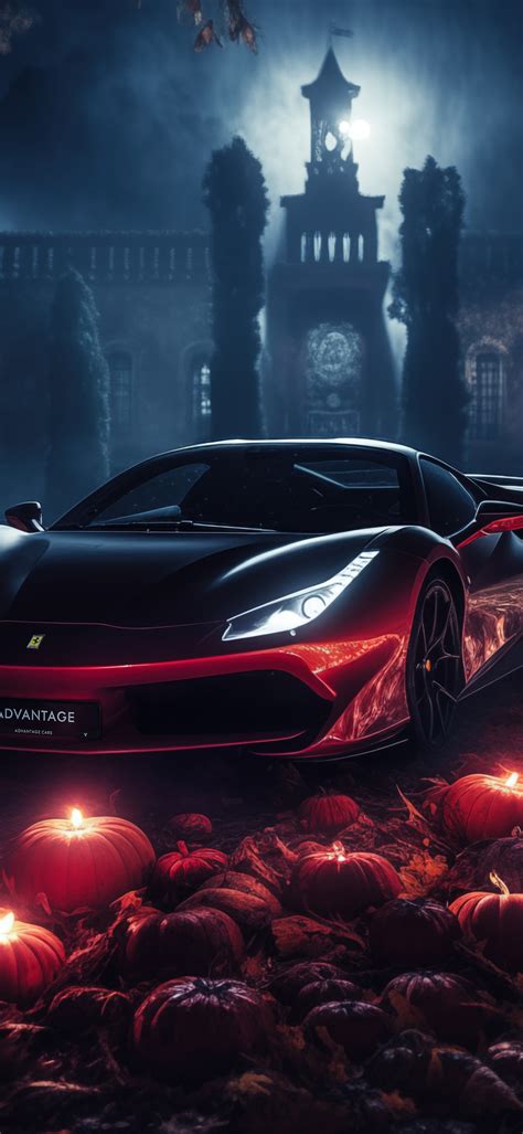 Ferrari Wallpaper 4K, Sports car, Halloween background