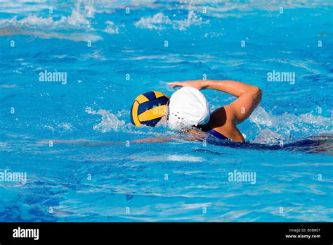 Water polo action and equipment in a swimming pool Stock Photo - Alamy