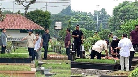 Unggul Di Quick Count Prabowo Ajak Anak Ziarah Ke Makam Ibu Di Tanah