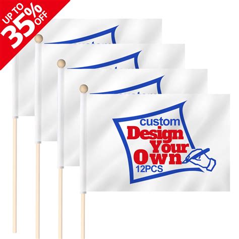 ANLEY Custom Miniature Stick Flag With Pointed Wood Pole Customized