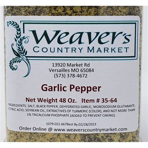 Weavers Country Market Garlic Pepper Weavers Country Market Inc